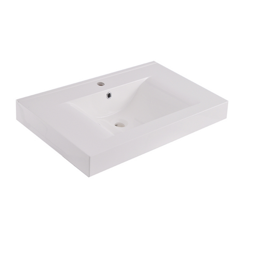 Wiesbaden Tigris Wastafel 60cm Kunstmarmer Glans Wit